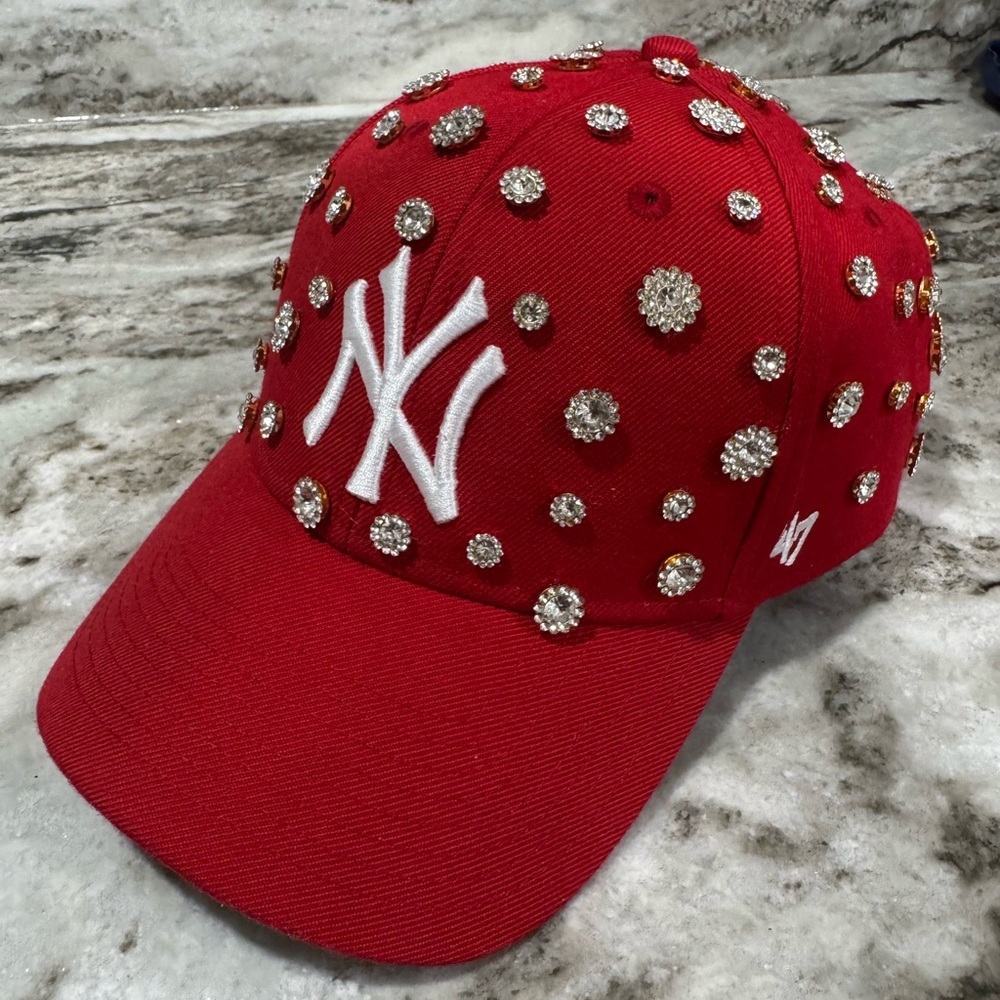 Red NY Embellished Cap